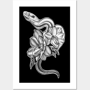 Snake with Flowers Posters and Art